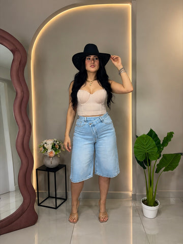 Bermuda a Incrocio in Denim