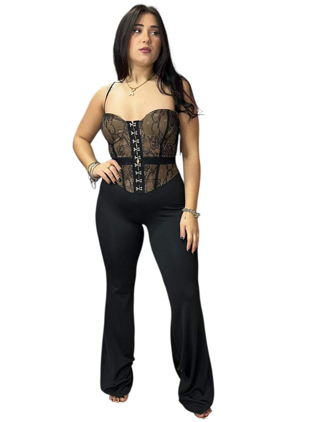 Jumpsuite Matilde composta da corsetto in pizzo spalline regolabili