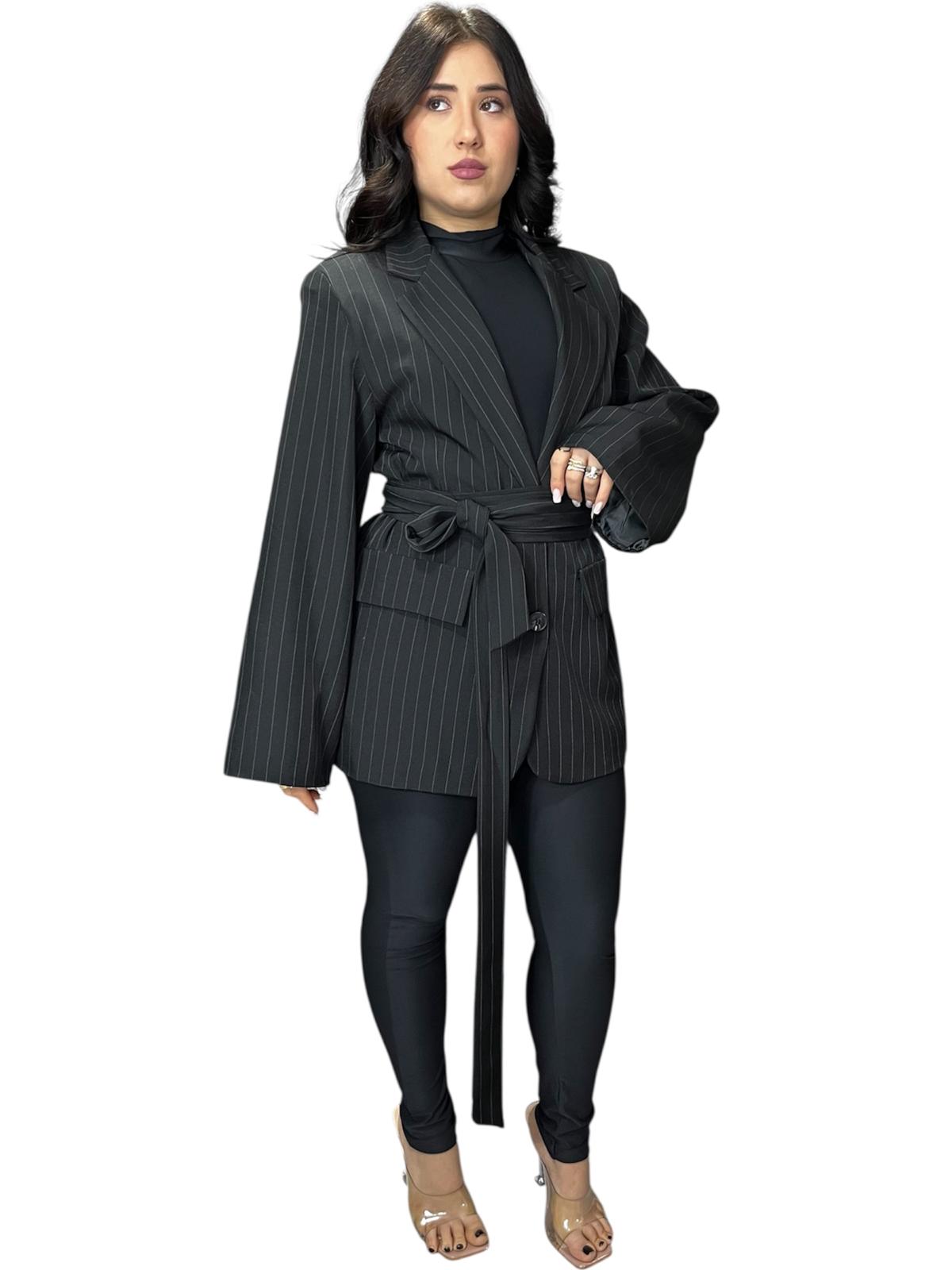 Blazer Gessato con cinturino