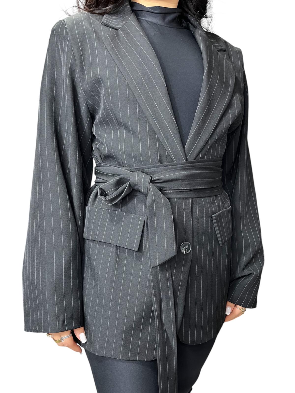 Blazer Gessato con cinturino