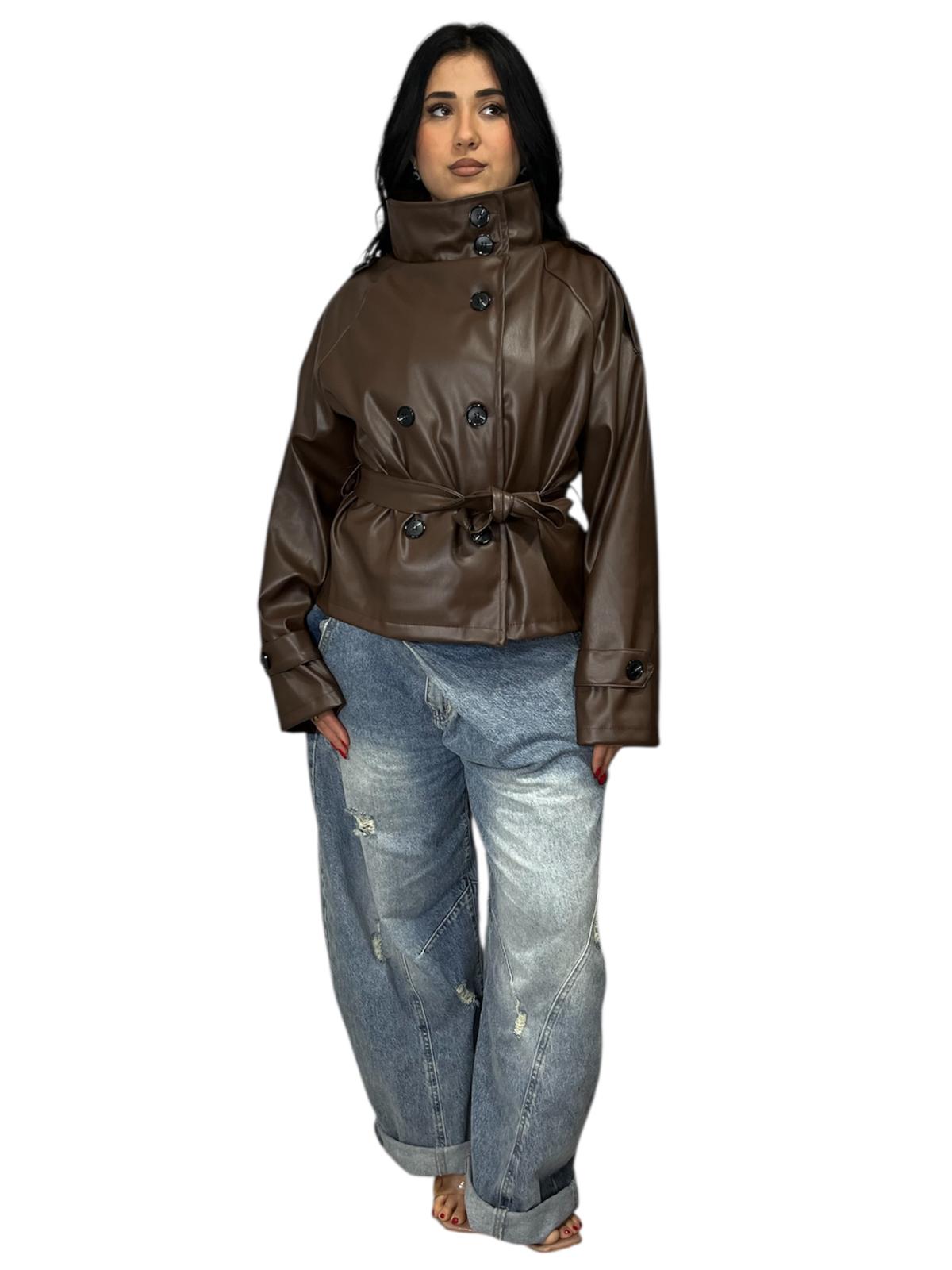 Trench Chris con bottoncini in Ecopelle