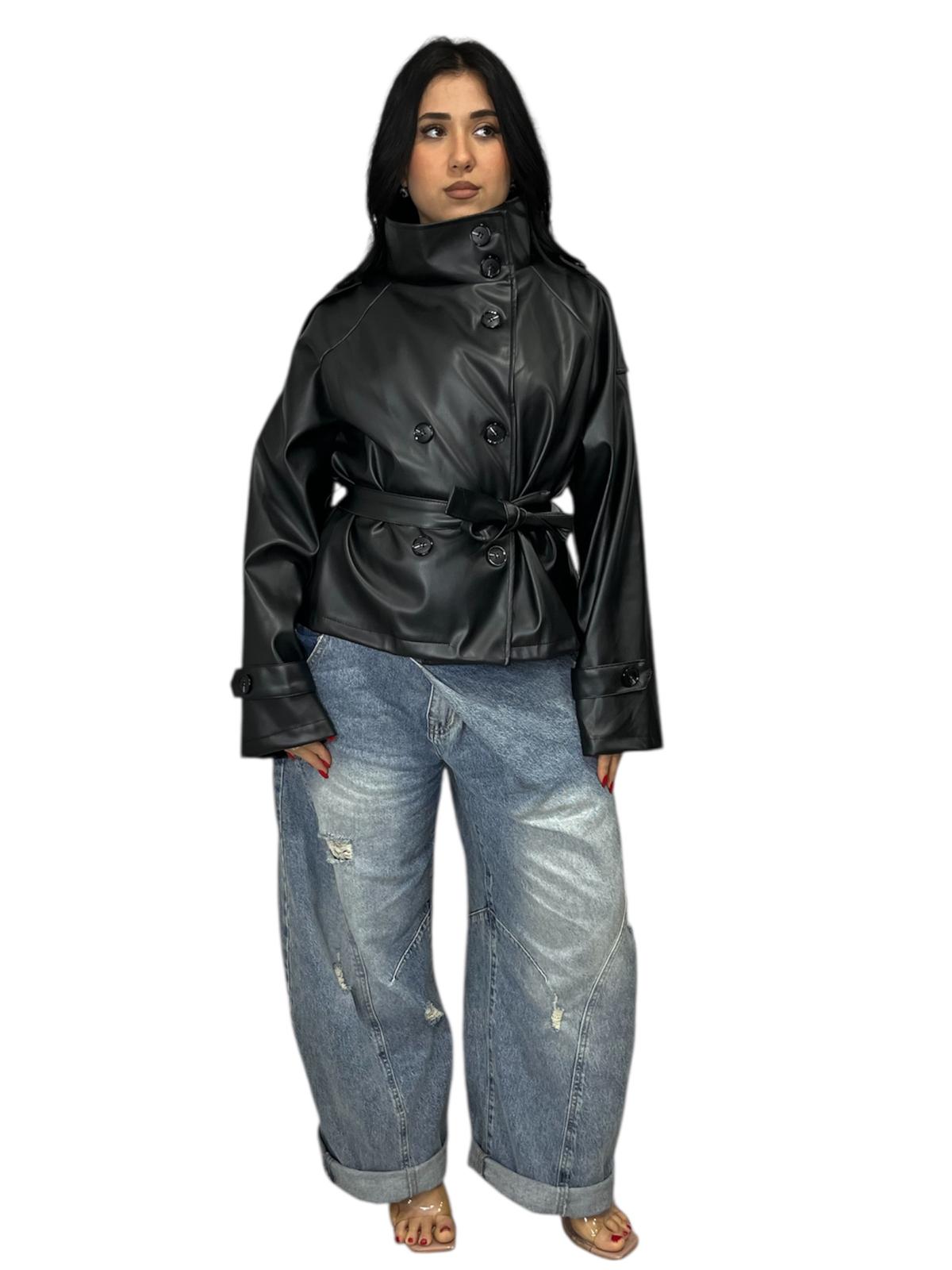 Trench Chris con bottoncini in Ecopelle