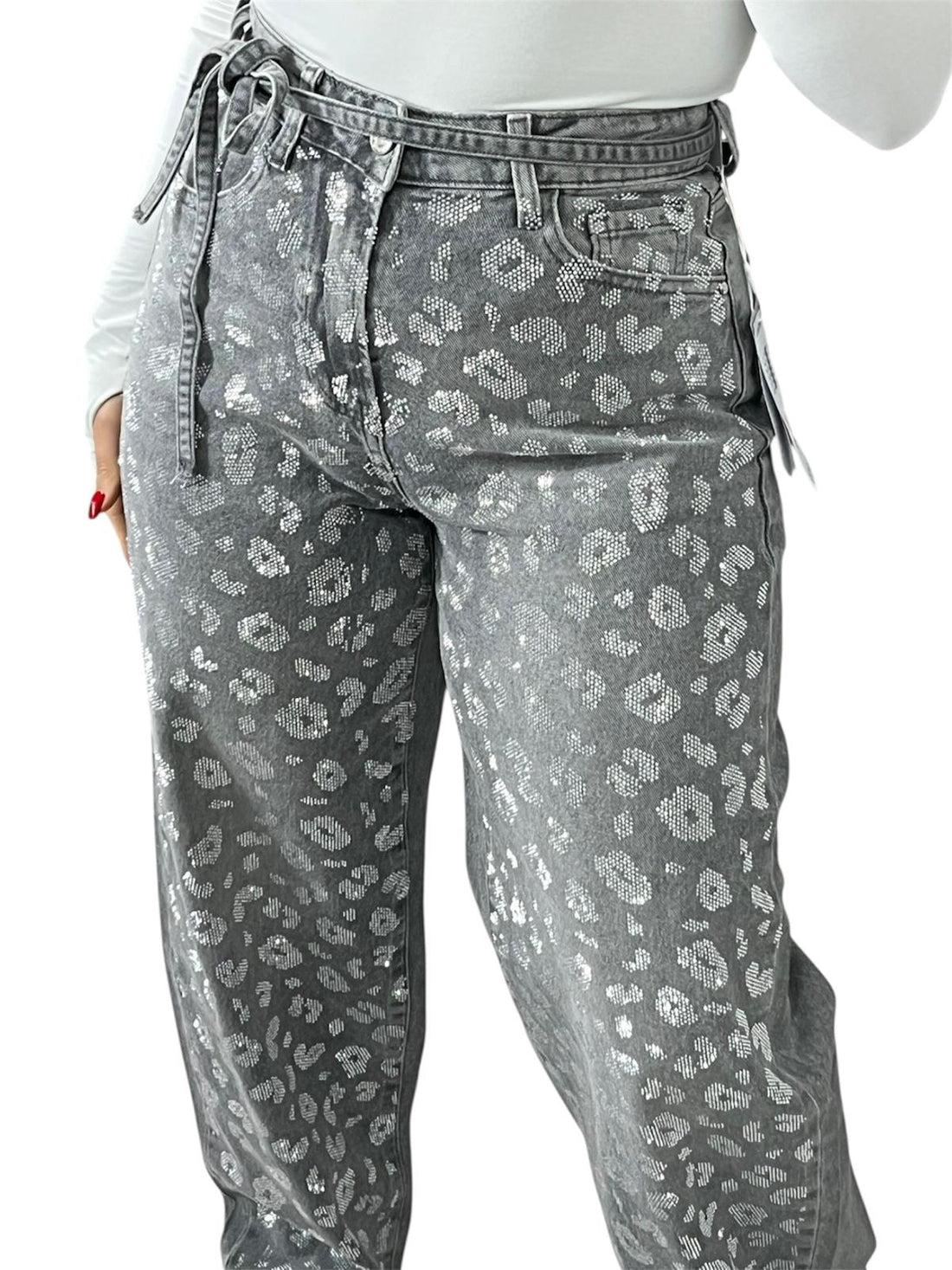 Jeans Ale Mom Fit con strass