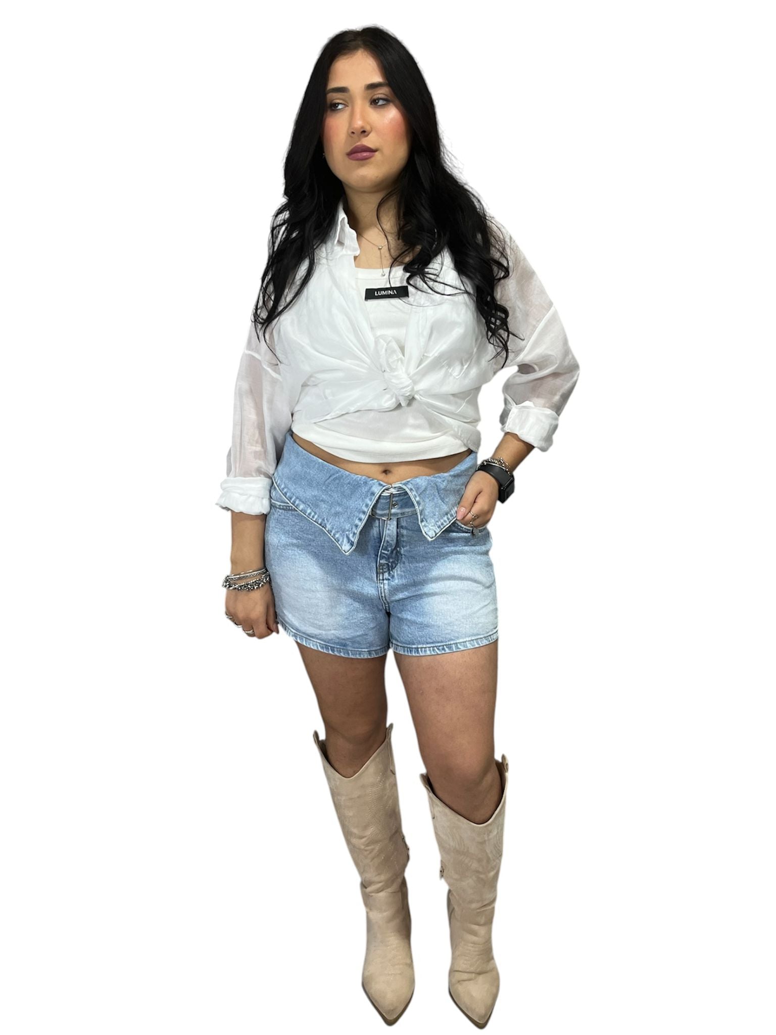 Pantaloncino Diletta Con Risvoltino e Cinturina