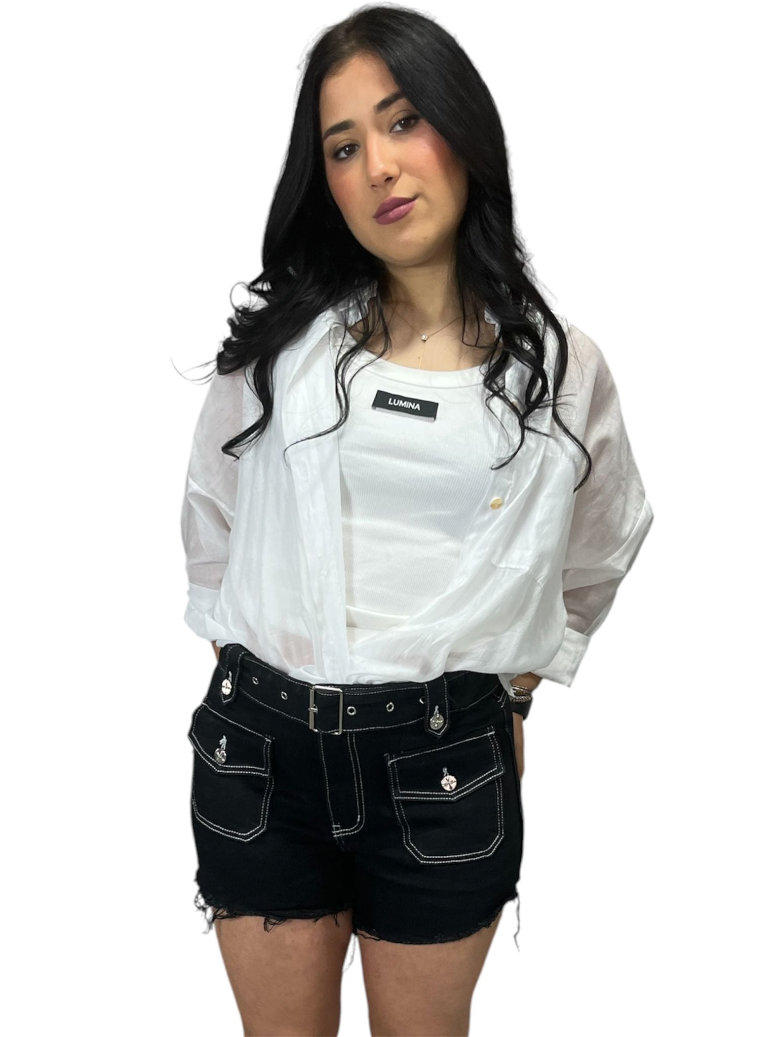 Pantaloncino Lola Con Tasche Sul Davanti e Dettagli in Argento
