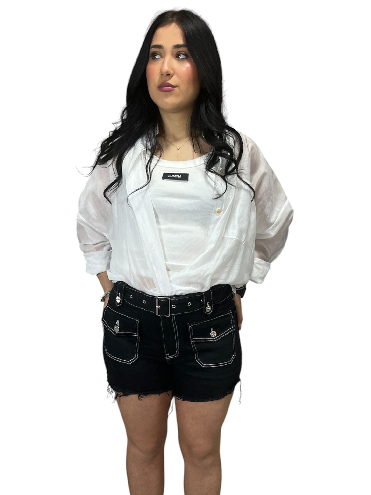 Pantaloncino Lola Con Tasche Sul Davanti e Dettagli in Argento