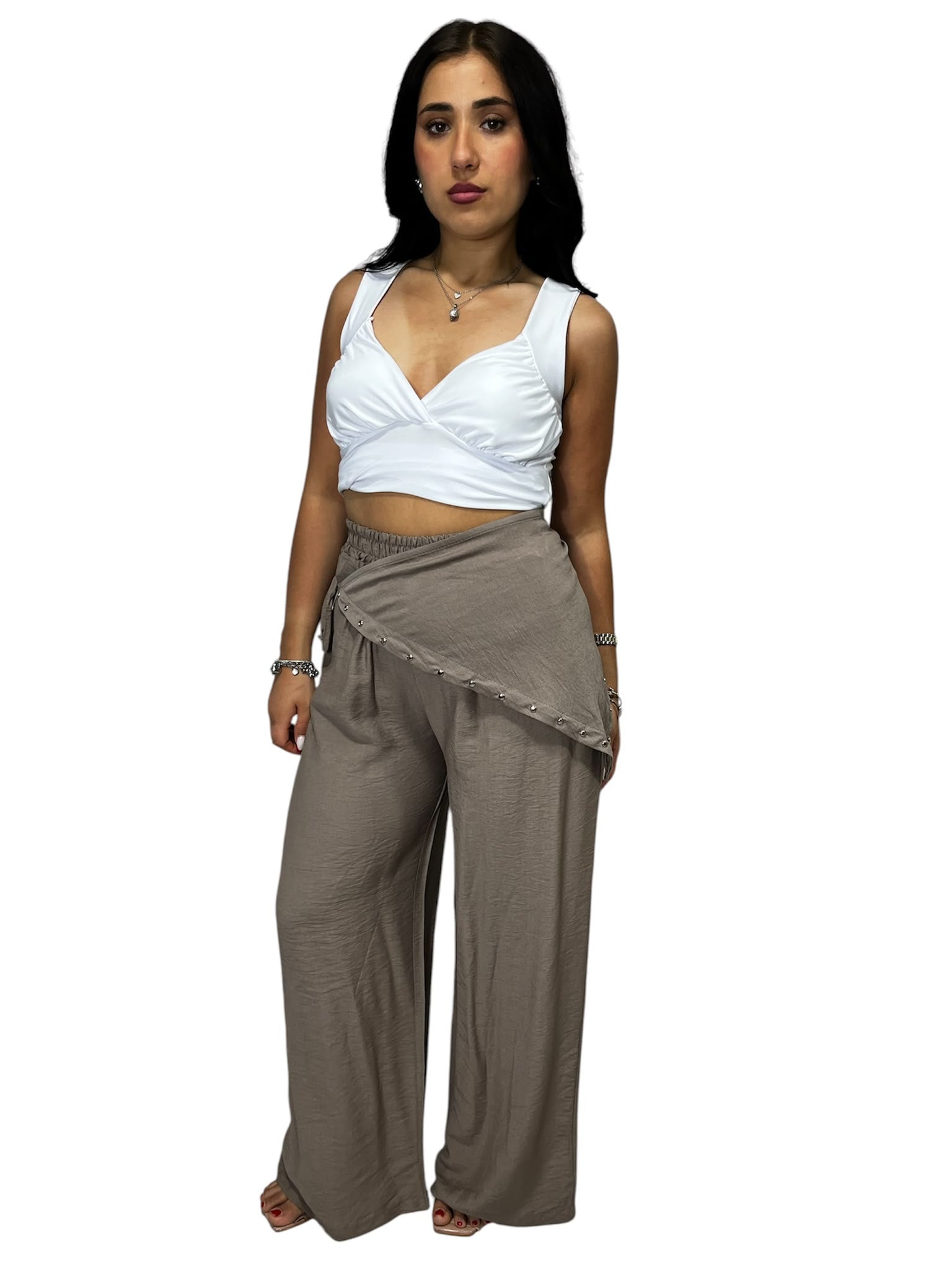 Pantalone Palazzo 2 in 1 con Foulard Multiuso