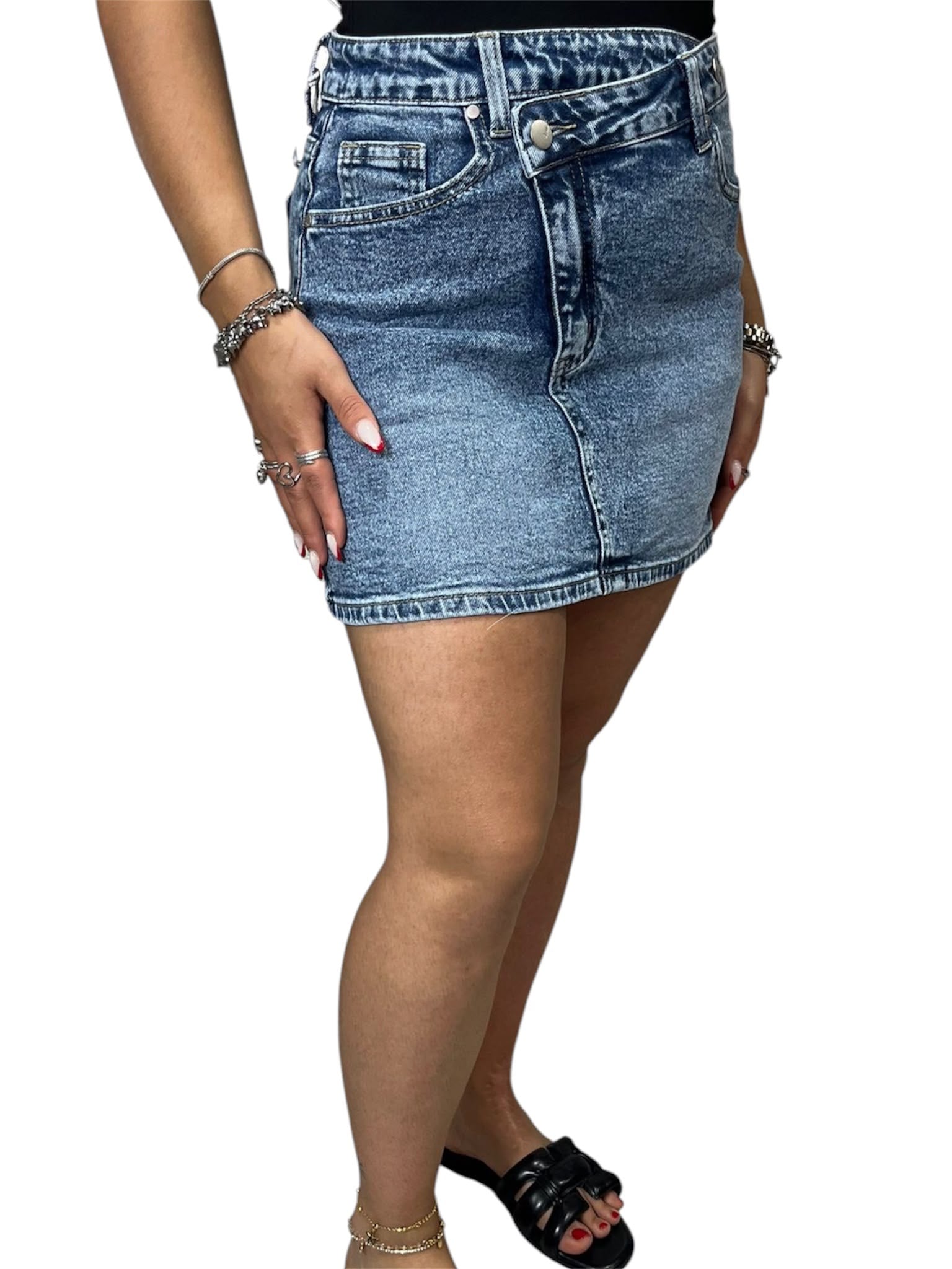 Gonna Incrocio in Denim Elasticizzata