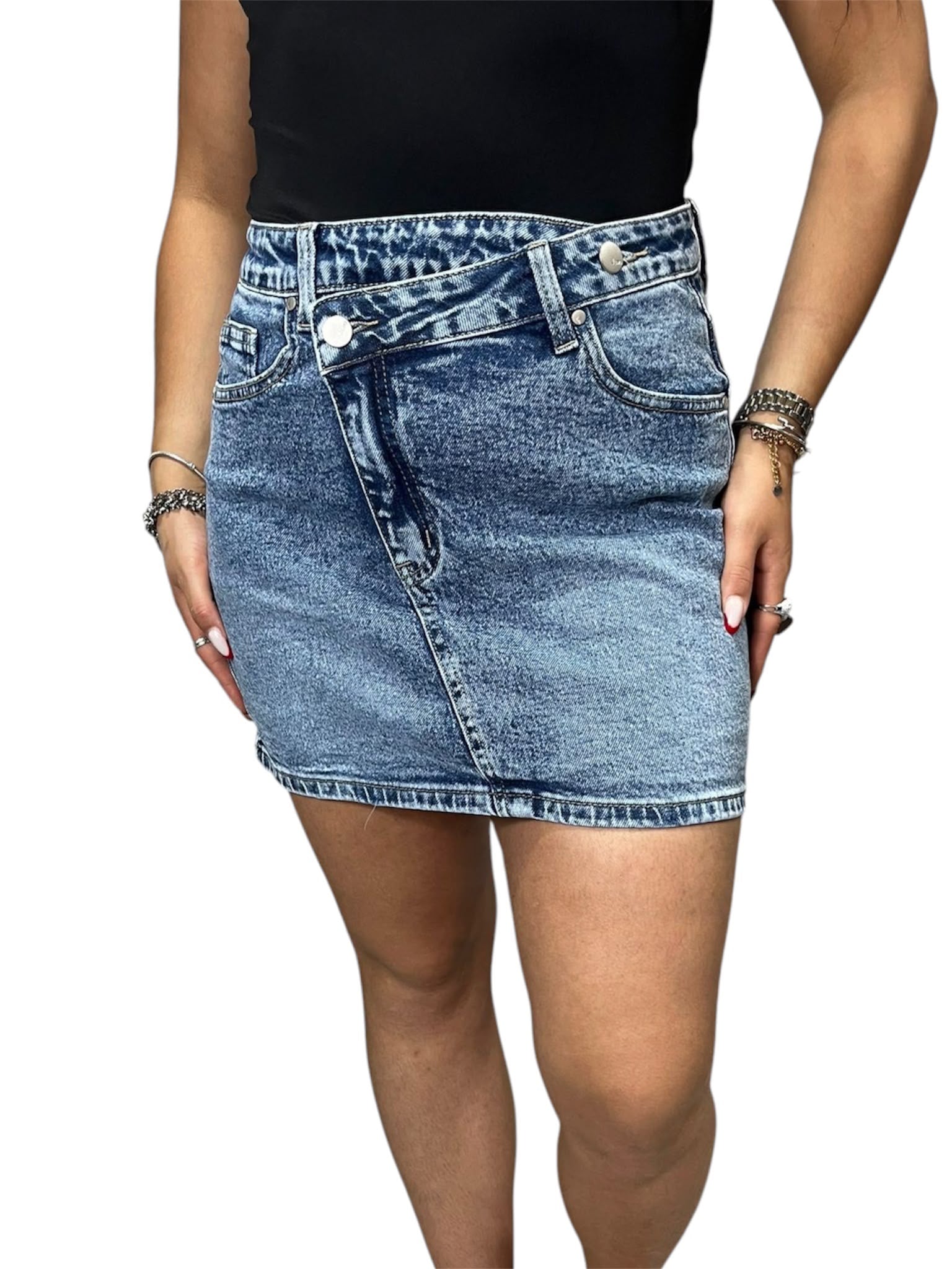 Gonna Incrocio in Denim Elasticizzata