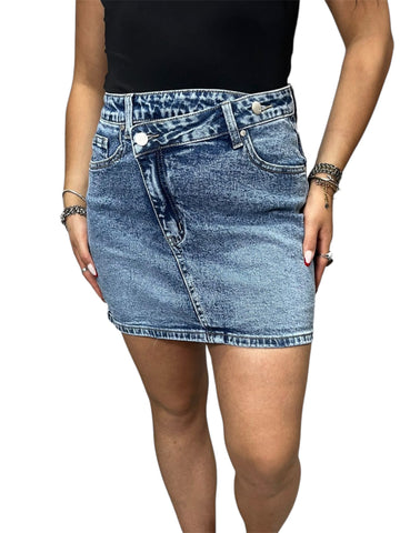 Gonna Incrocio in Denim Elasticizzata