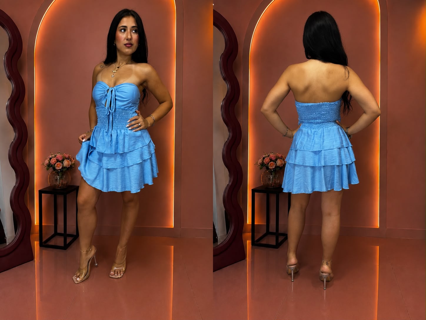 Dress Con Balze e Fascione sul retro elasticizzato