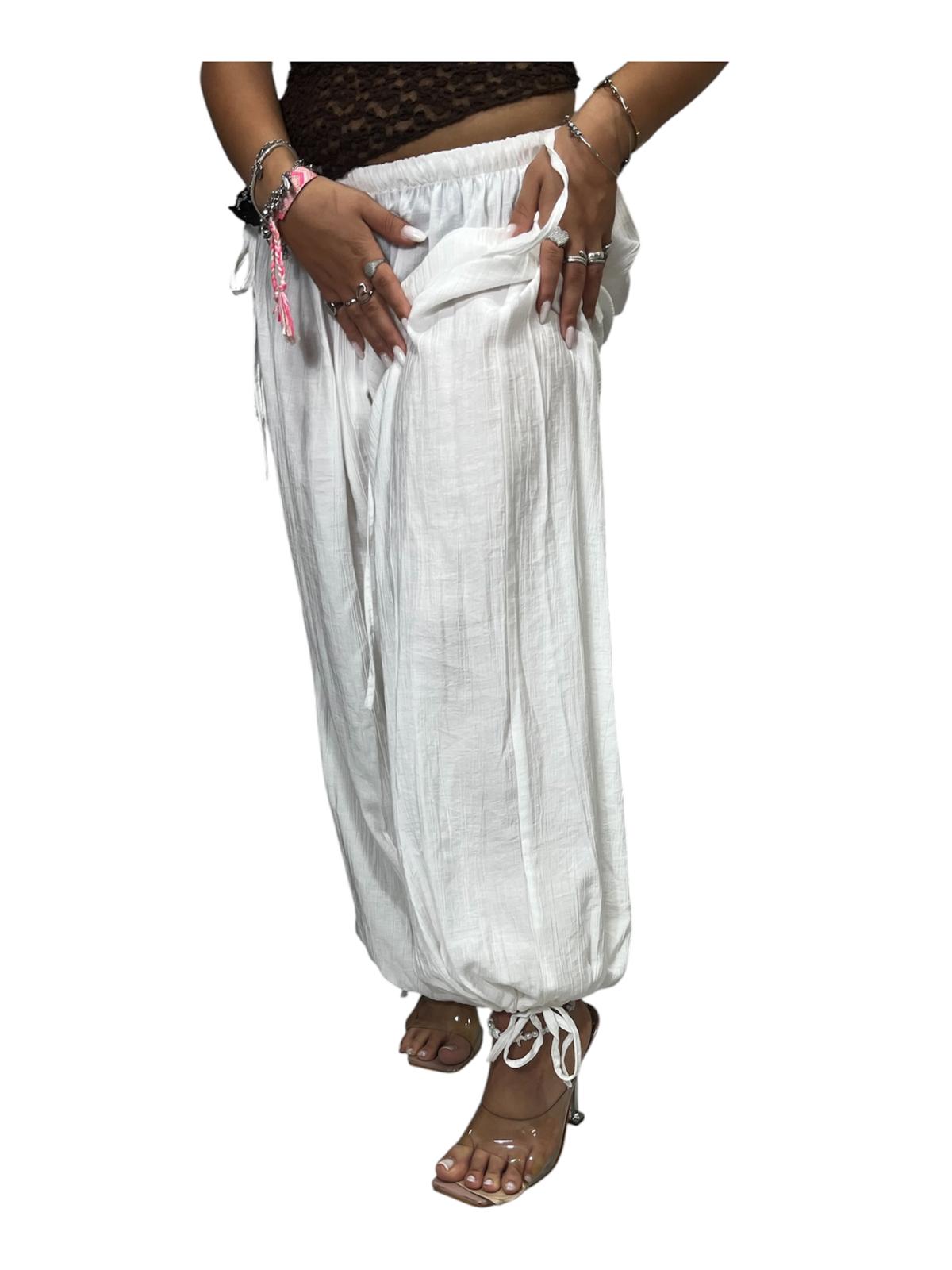 PANT MISTO LINO MIRIAM 2.0 CON ELASTICO E LACCETTI ALLE CAVIGLIE