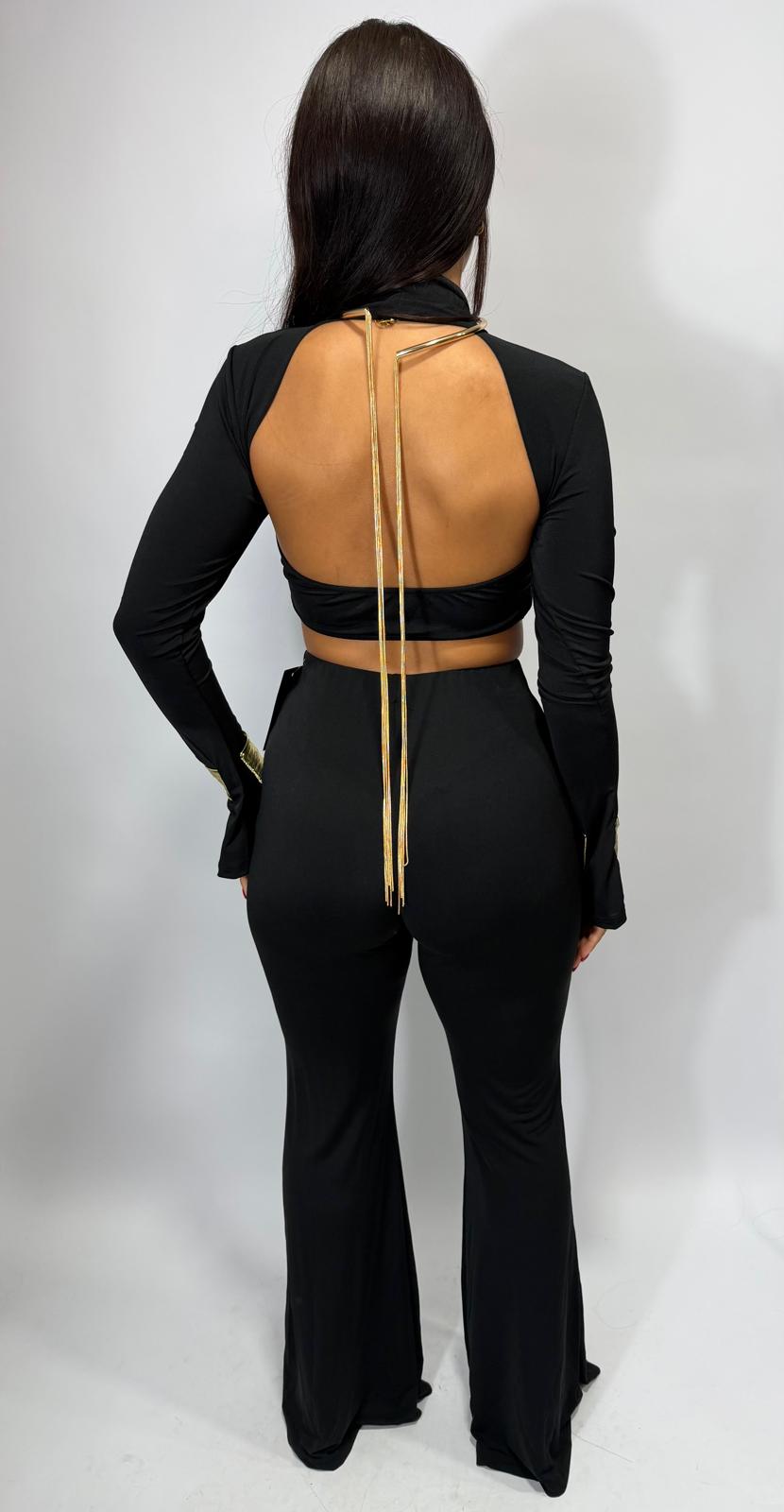 Coordinato Pantalone a Zampa e Crop con apertura dietro la schiena
