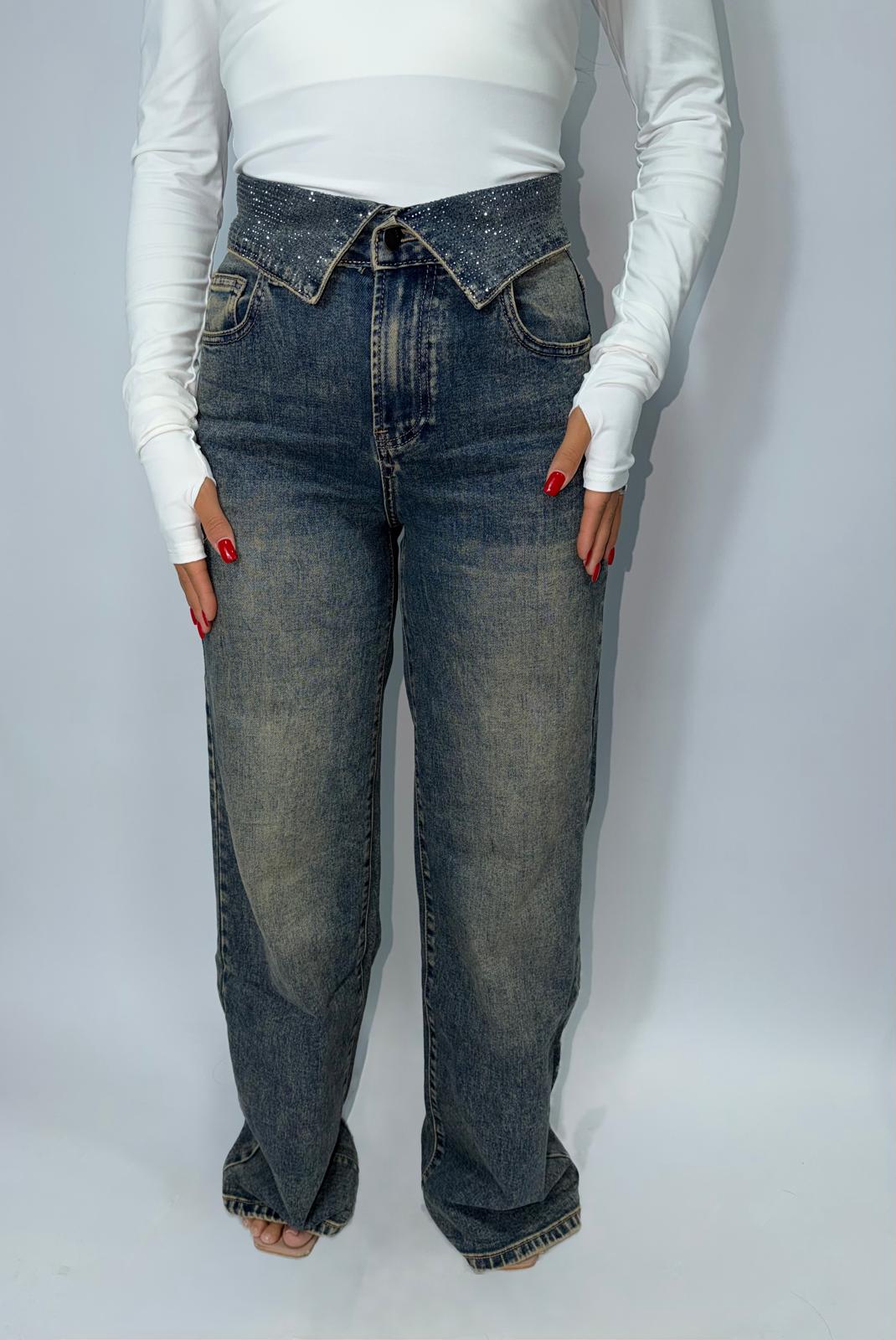 Jeans Risvoltino Brillantini