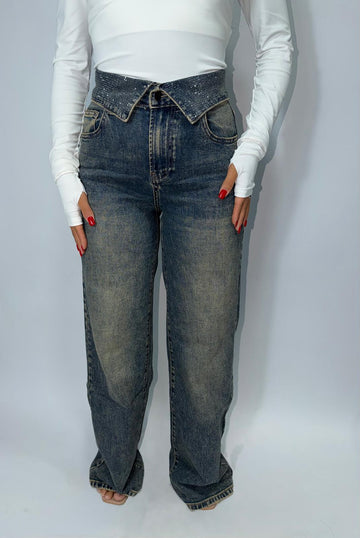 Jeans Risvoltino Brillantini