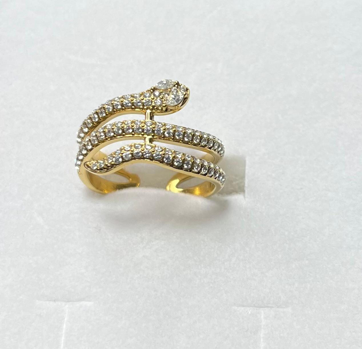 Anello serpente brillantinato regolabile