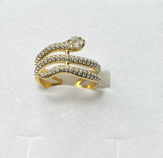Anello serpente brillantinato regolabile