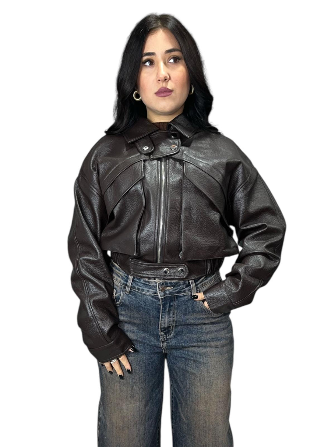 Giubbotto Amalia in ecopelle pitonato foderato