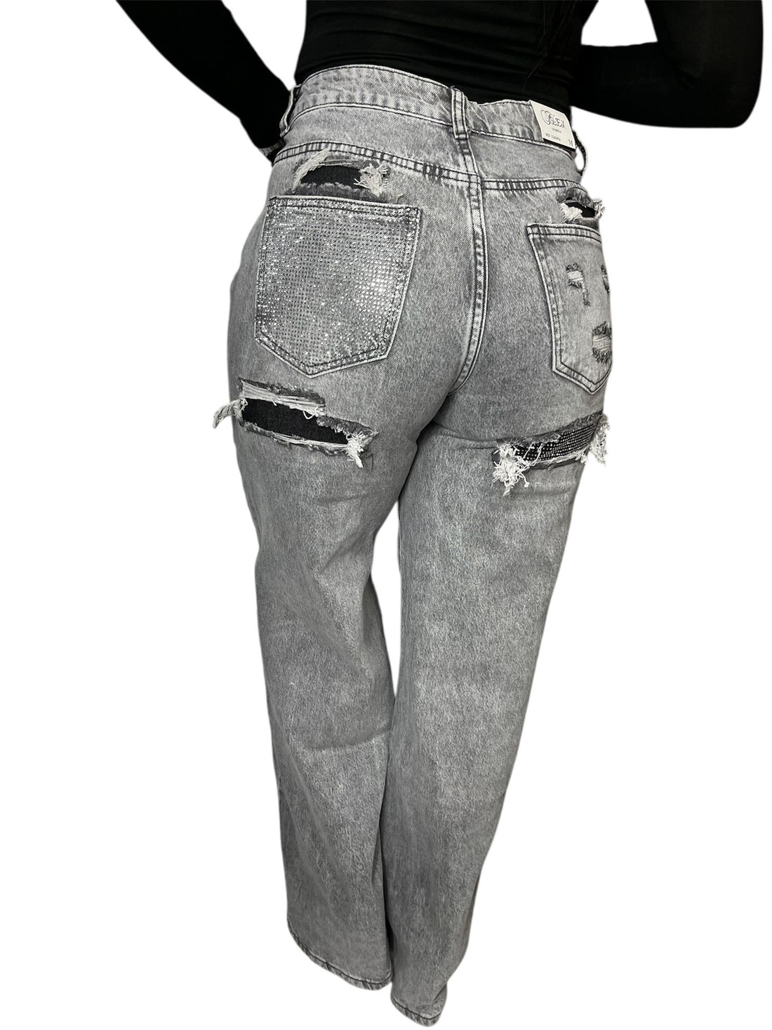 Jeans Tasca Glitter Grigio