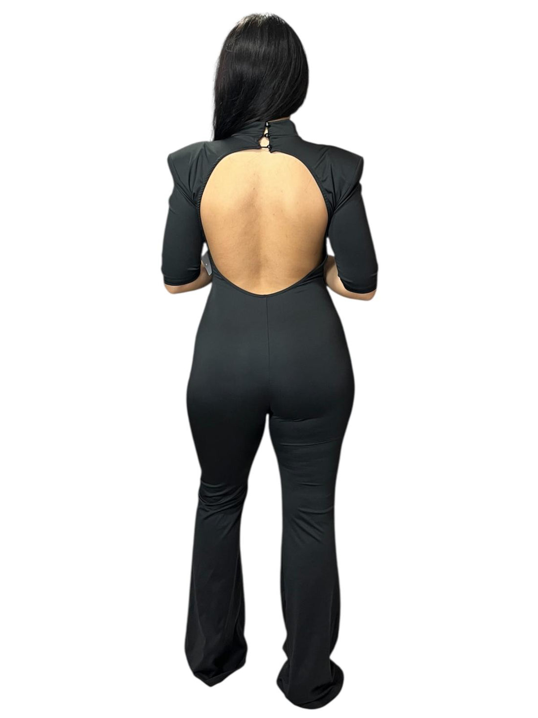 Jumpsuite Clotilde con spalle imbottite scollo sul retro