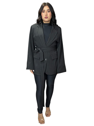 Blazer Gessato con cinturino