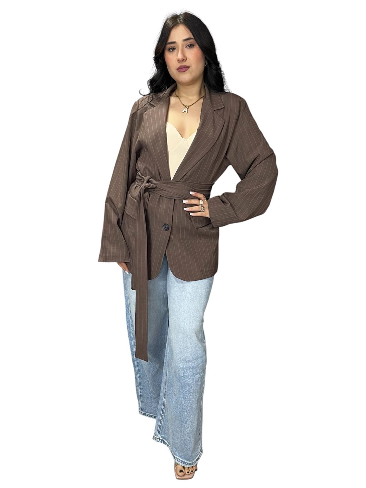 Blazer Gessato con cinturino