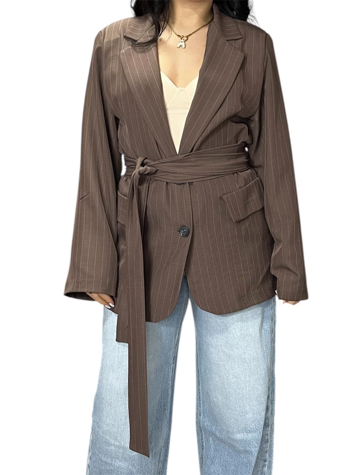 Blazer Gessato con cinturino