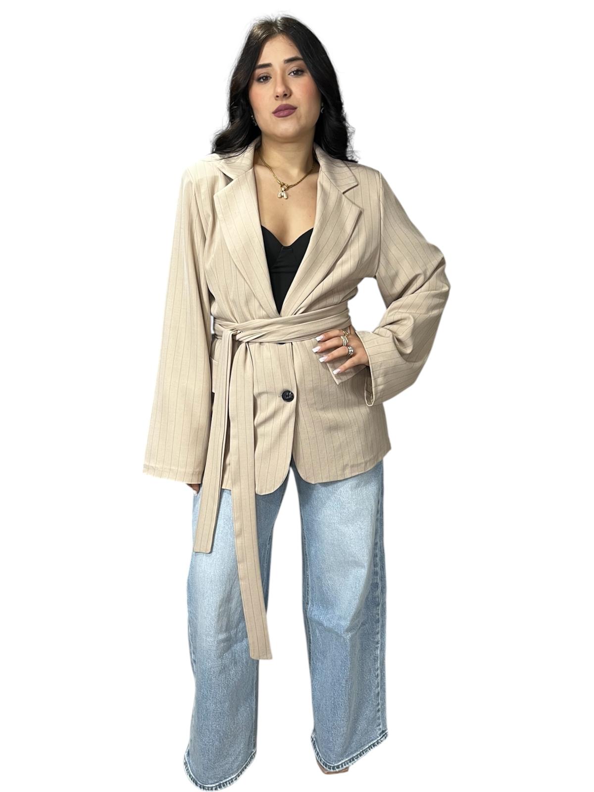 Blazer Gessato con cinturino