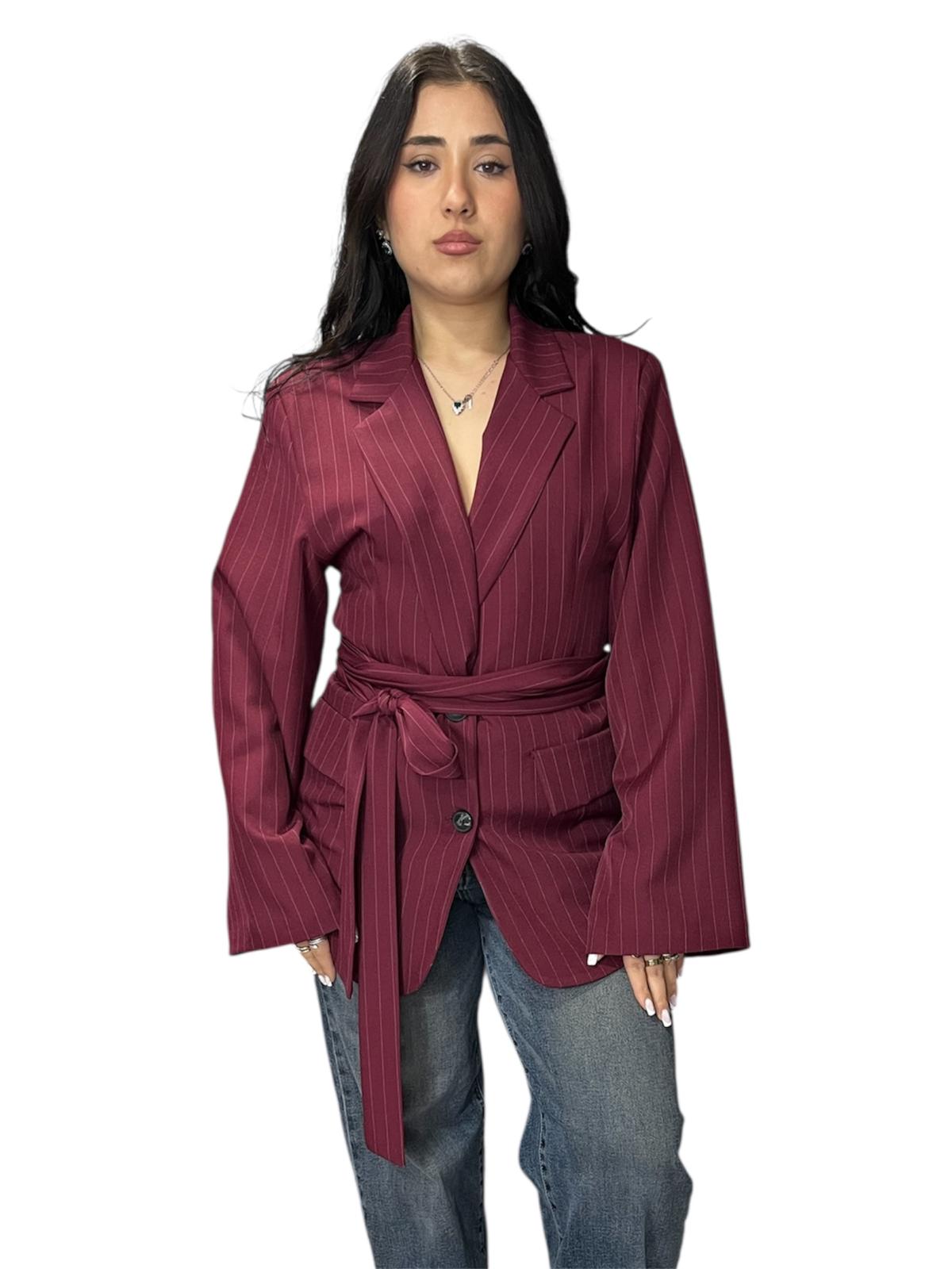 Blazer Gessato con cinturino