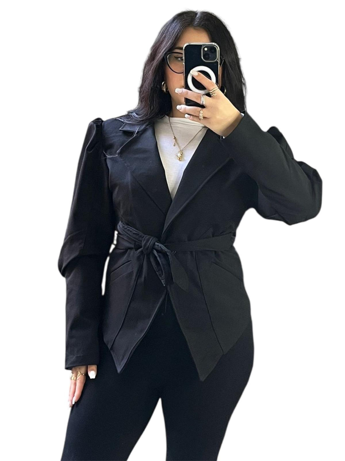 Trench Priscilla Spallina Imbottita manica a sbuffo in taglia unica