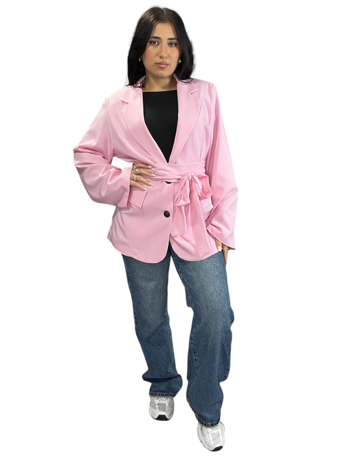 Blazer con cinturino foderato all'interno manica a campana