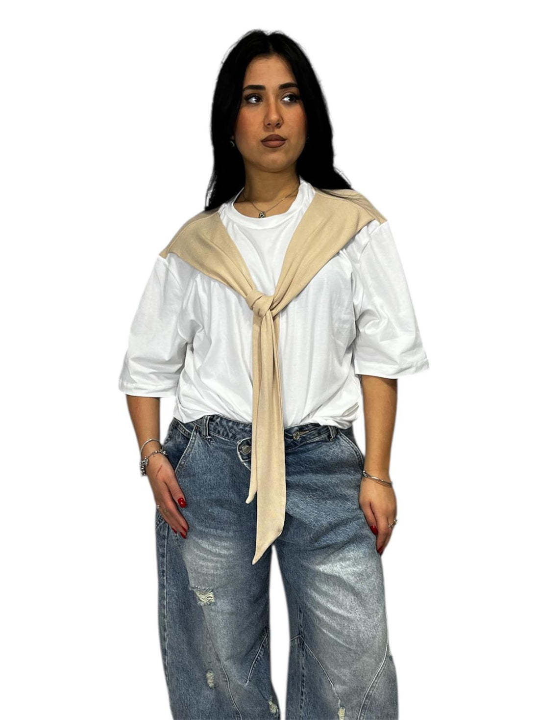 Maglia Basic Cardigan effetto appoggiato