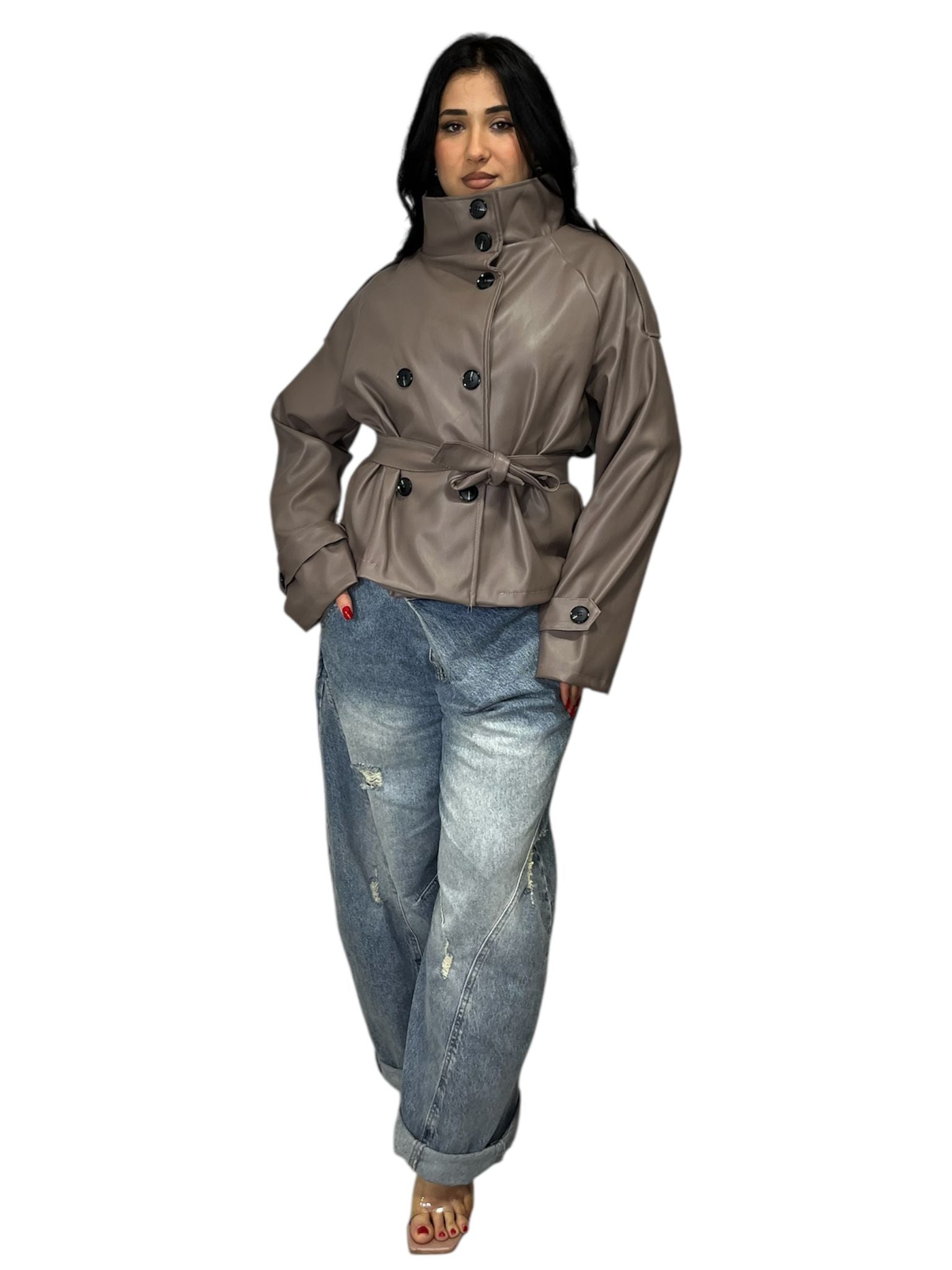 Trench Chris con bottoncini in Ecopelle