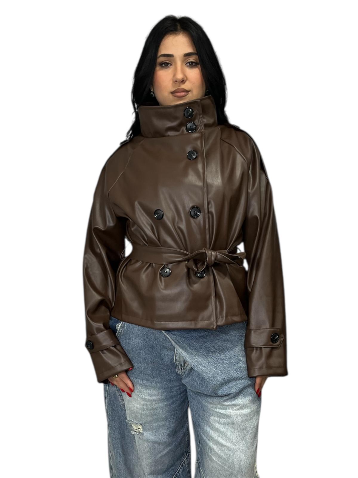 Trench Chris con bottoncini in Ecopelle