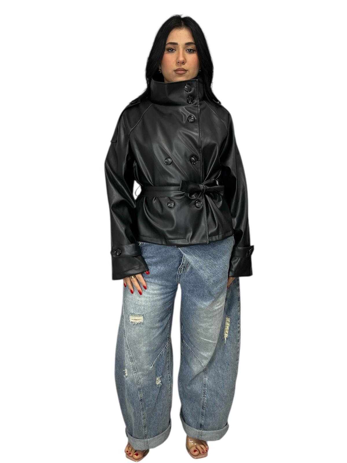 Trench Chris con bottoncini in Ecopelle