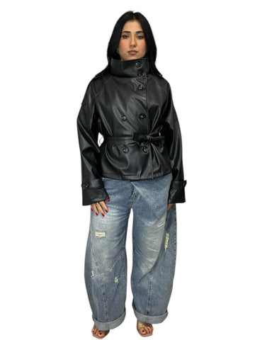 Trench Chris con bottoncini in Ecopelle