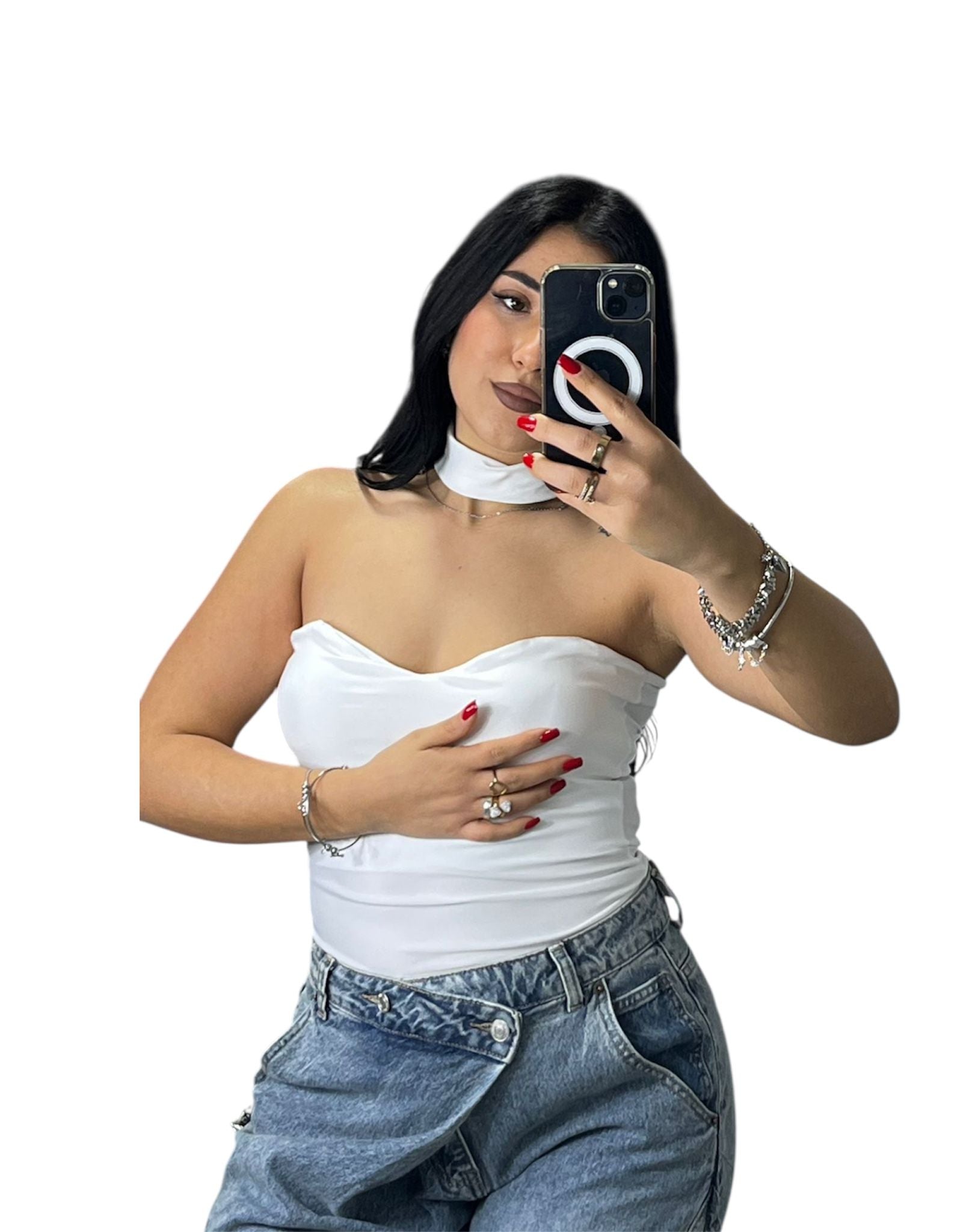 Body Choker con scollo a cuore elasticizzato