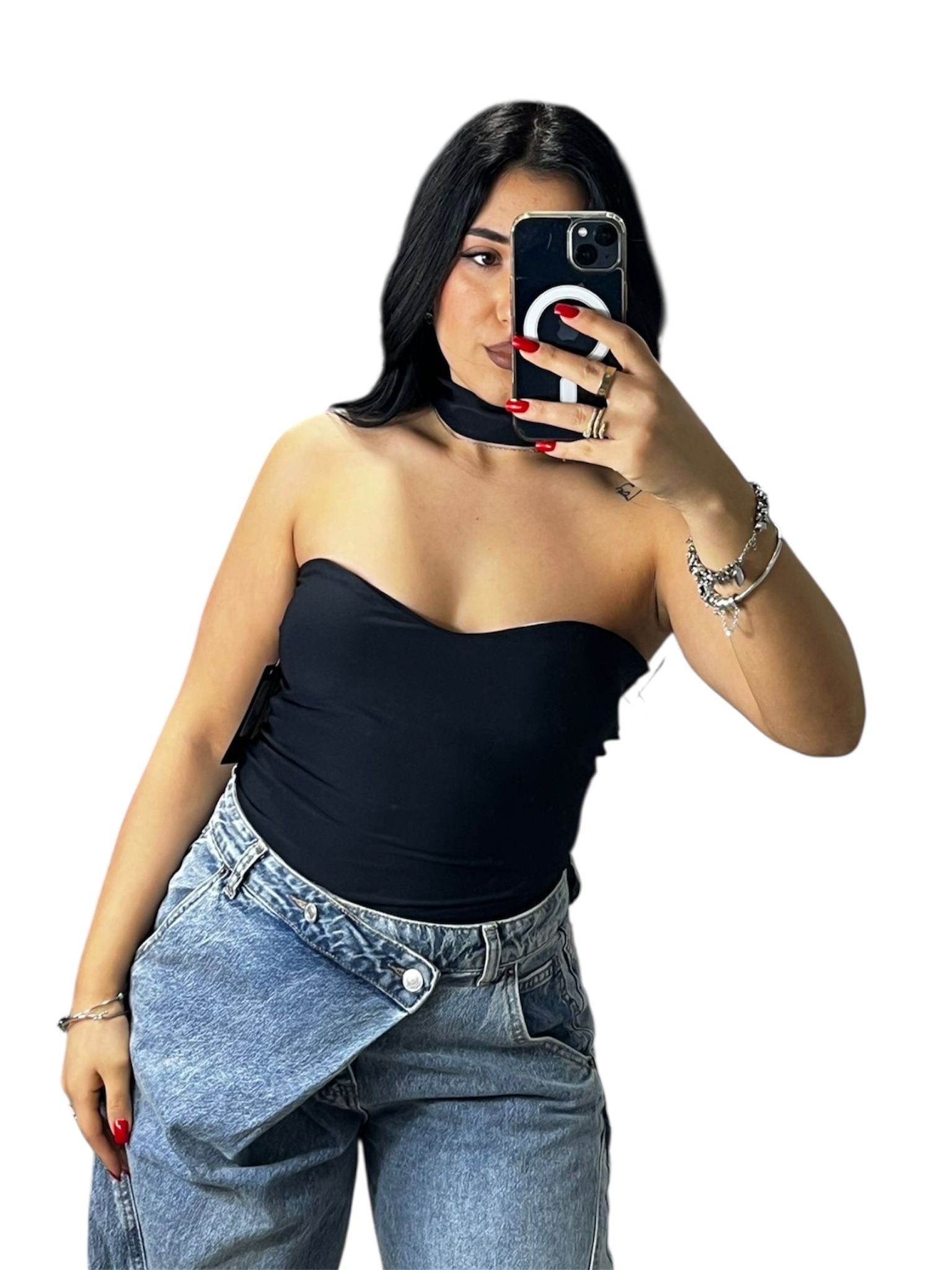 Body Choker con scollo a cuore elasticizzato
