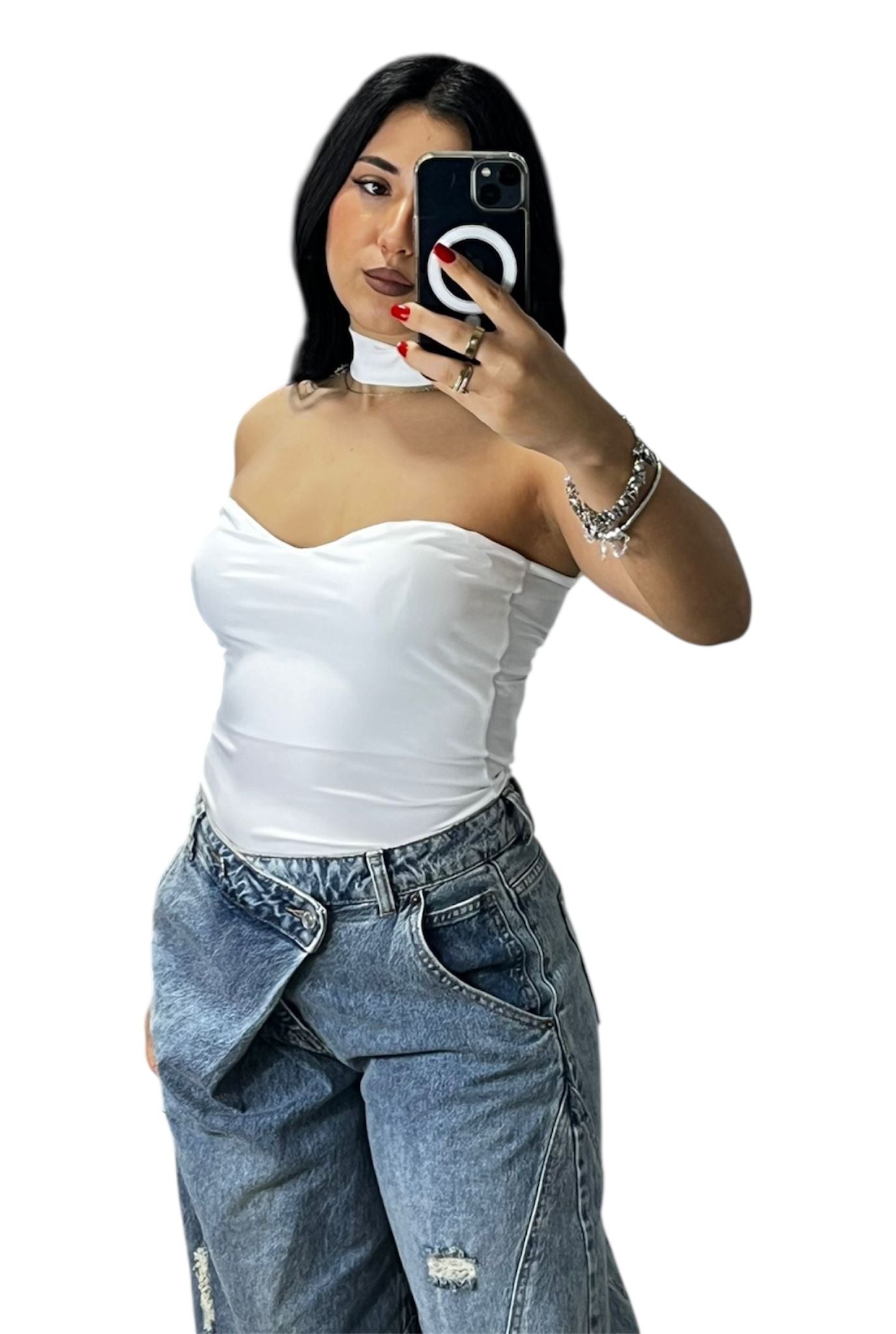 Body Choker con scollo a cuore elasticizzato
