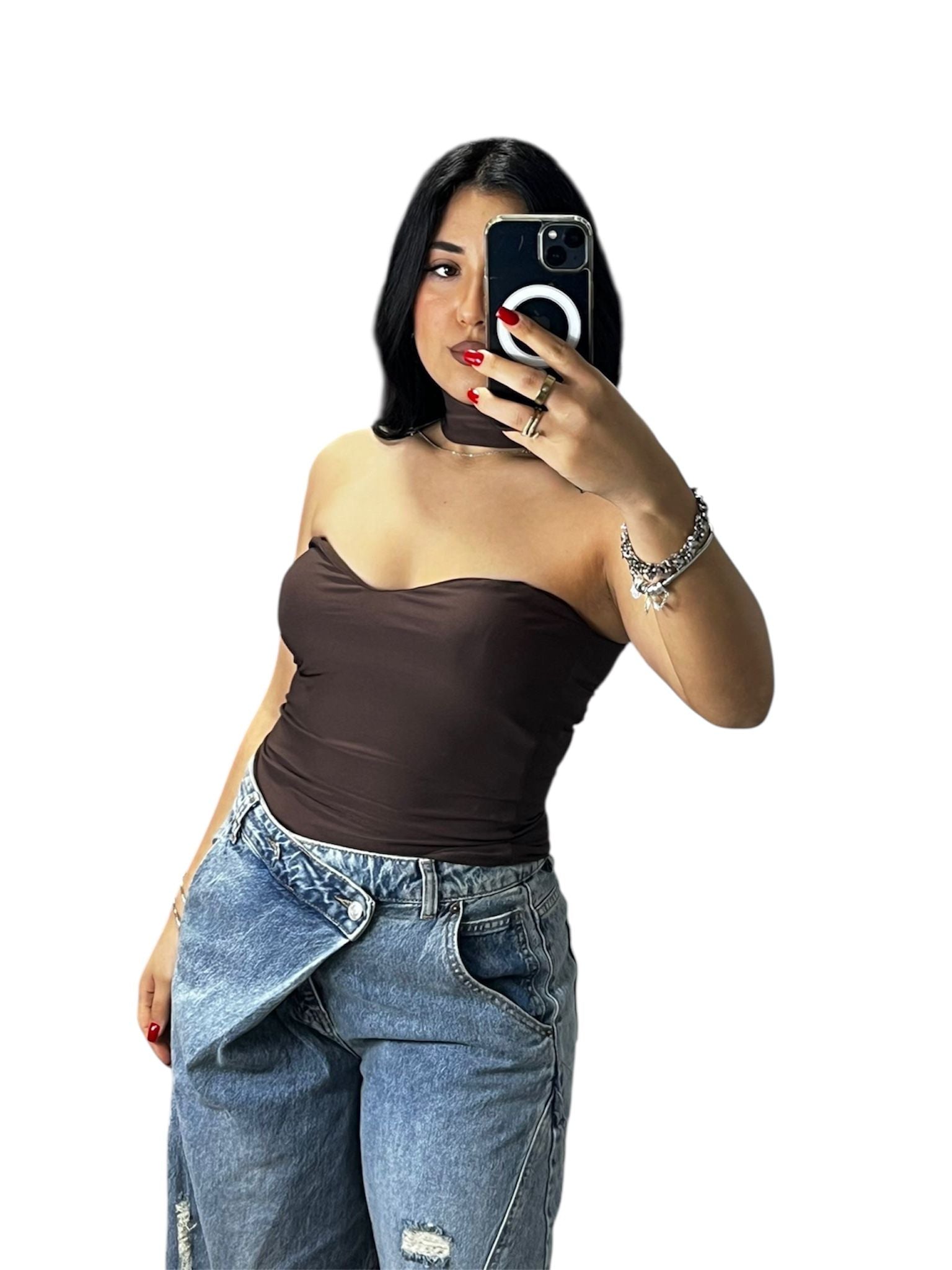 Body Choker con scollo a cuore elasticizzato