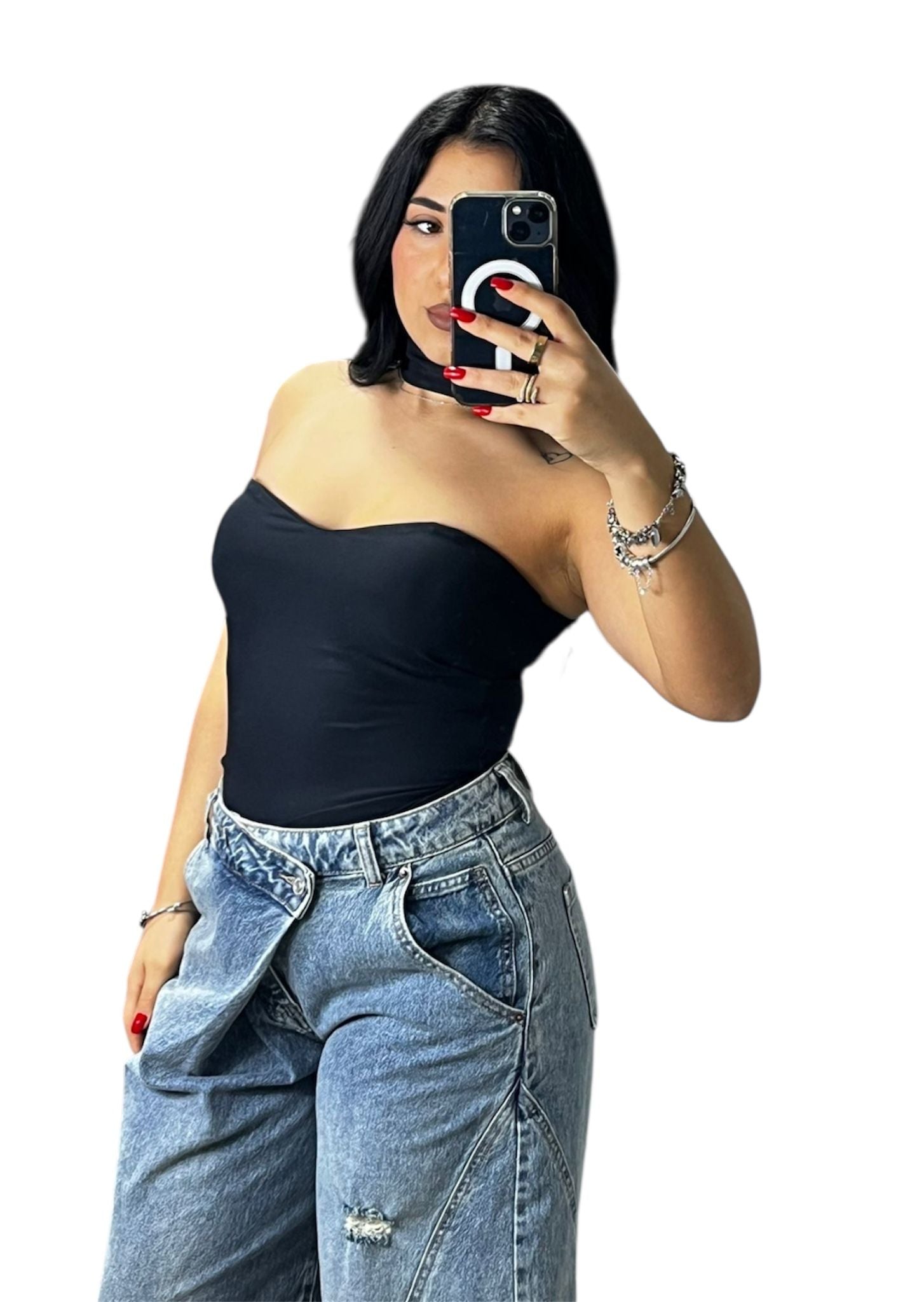 Body Choker con scollo a cuore elasticizzato