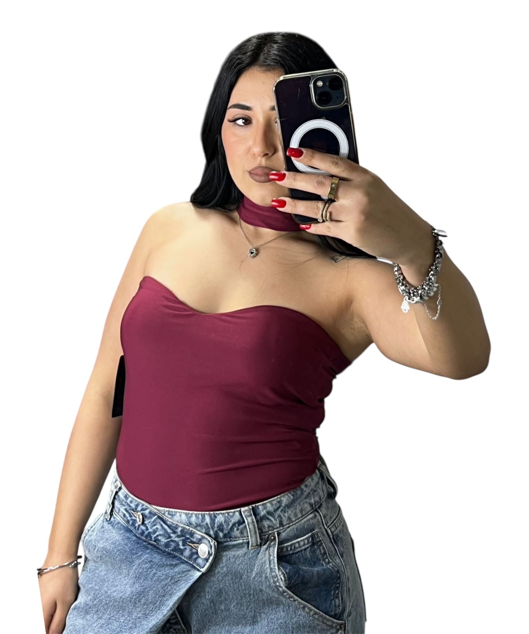 Body Choker con scollo a cuore elasticizzato