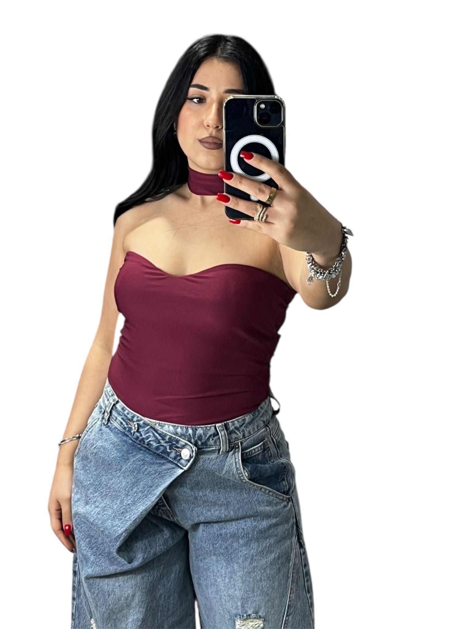 Body Choker con scollo a cuore elasticizzato