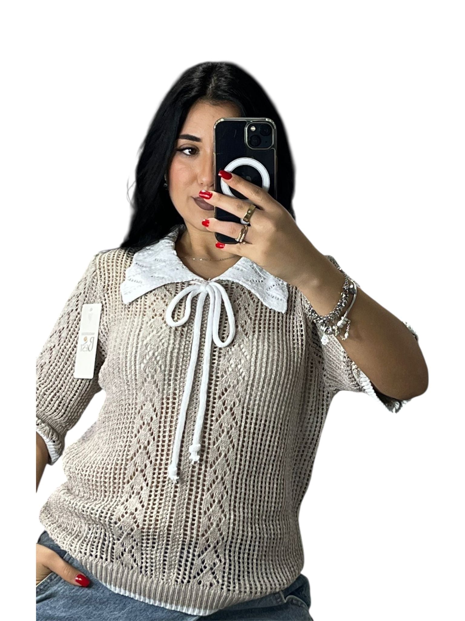 Maglione Traforato con fiocchetto