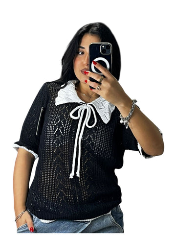 Maglione Traforato con fiocchetto