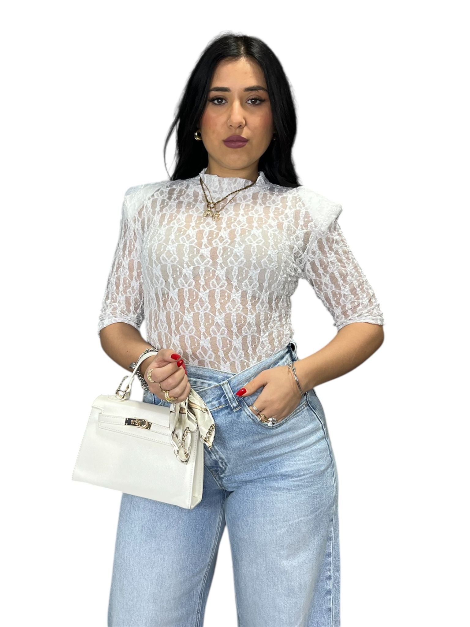 Body Sofia in semitrasparente ricamata