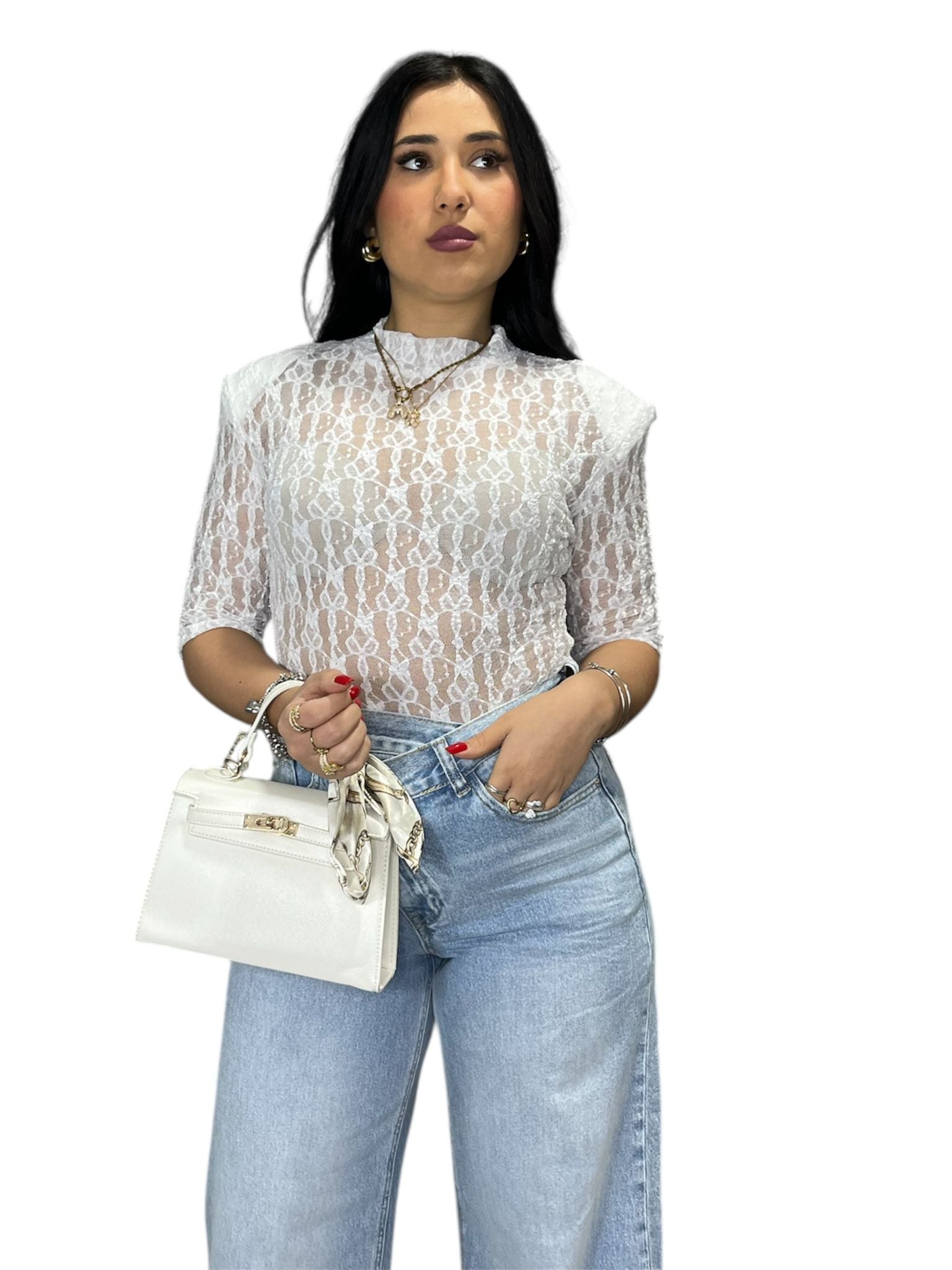 Body Sofia in semitrasparente ricamata