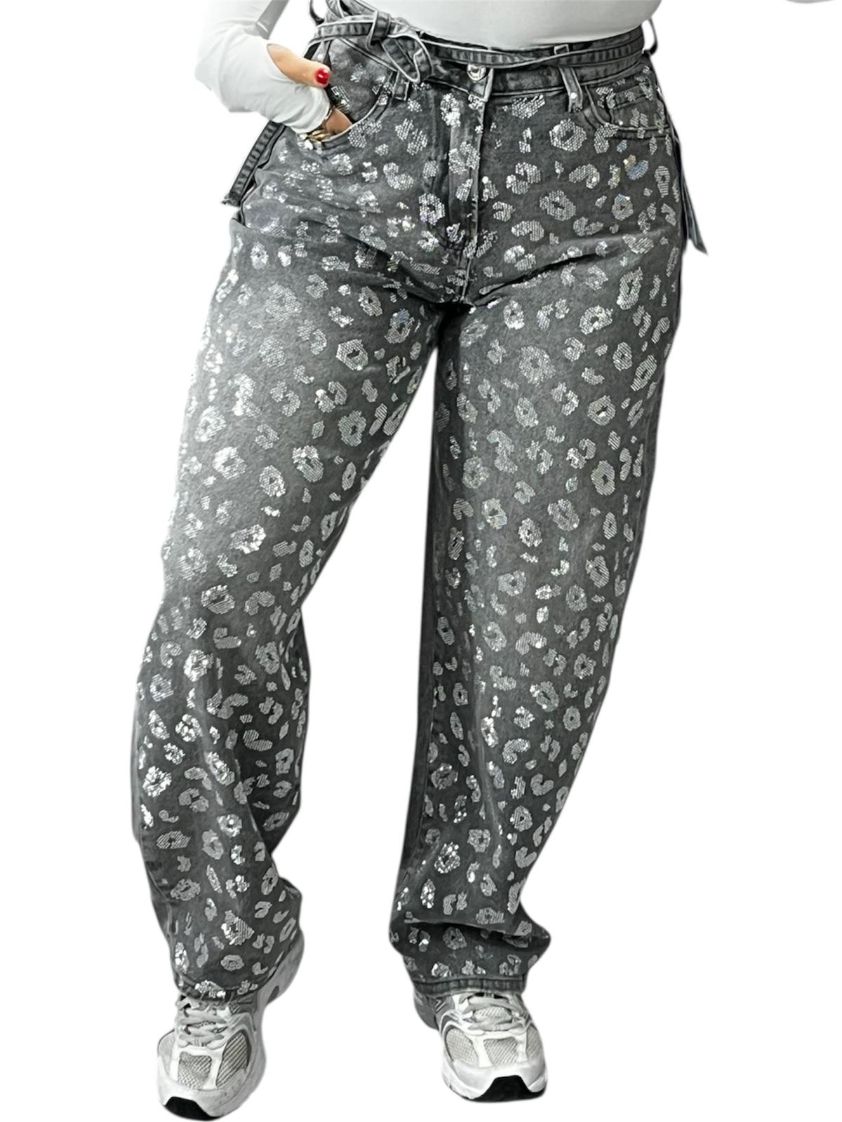 Jeans Ale Mom Fit con strass