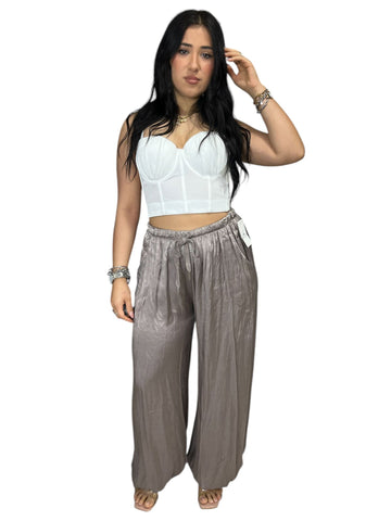 Pantalone Satin elasticizzato con elastico alle caviglie