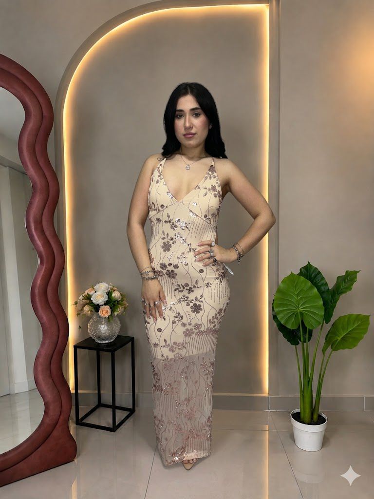 Abito Jasmine Da Cerimonia Con Design In Pailettes elasticizzato taglia unica